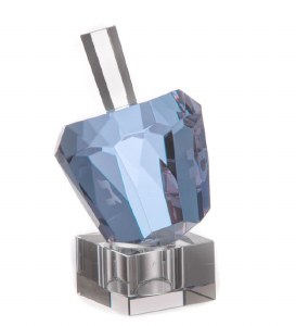 Crystal Dreidel Diamond Solitaire Design on Stand Blue