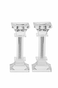 Crystal Candlesticks Crushed Stones in Stems 5.125"
