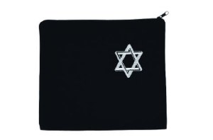 Tallis Bag Black Velvet Medium Size Silver Star Embroidered Design