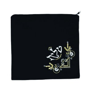 Tallis Bag Black Velvet Large Size  Embroidered Crown Design Silver