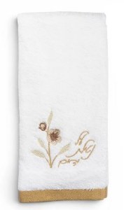 Cotton Finger Towel Netilas Yadayim Floral Design Gold