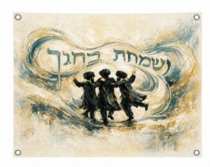 Vinyl Vesamachta Bechagecha Wall Hanging Sukkah Decoration Taupe 36" x 24"