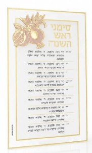 Lucite Classic Simanim Card Pomegranate  Design Hebrew Gold 5" x 8"