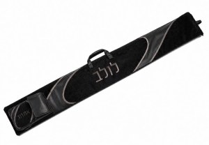 Faux Leather Lulav and Esrog Holder Fur Looped Design Black 52"
