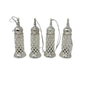 Ornamental Fillable Flask Minhag Set 4 Pack Silver