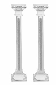 Crystal Candlesticks Crushed Stones in Stems 10"