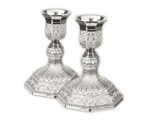 Silver Plated Candlesticks Filigree Design 4.5"