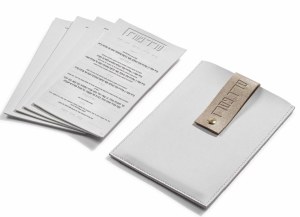Faux Leather Seder Card Set in Pouch White Gold 6" x 9"