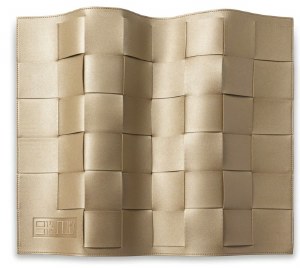 Faux Leather Challah Cover Woven Design Gold 17" x 22"