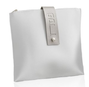 Faux Leather Square Gebrokst Bag Silver 8" x 9"