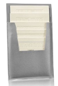 Leather Magnetic 5 Card Brachos Set Ashkenaz Silver
