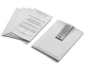Faux Leather Seder Card Set in Pouch White Silver 6" x 9"