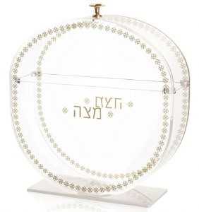 Lucite Matzah Box Standing Inspired Cartier Design Gold 13.75"