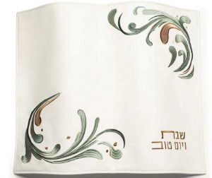 Faux Leather Challah Cover Prestige Abstract Design Cream Sage