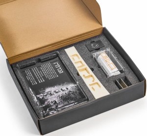 Lucite Havdallah Set Gift Box Hebrew Ashkenaz Gold