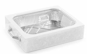 Lucite Smart Pan 9x13 Holder Silver Rectangle Handles Pearlstone
