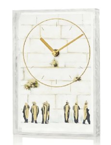Lucite Tabletop Frame Desk Clock Pearlstone Style Kosel Design Gold 9.5"