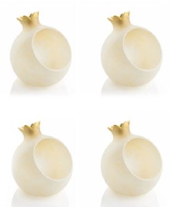 Resin Personal Honey Dish Pomegranate Design 4 Piece Set Gold 2.25"
