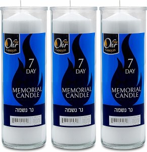 Ohr Candles 7 Day Memorial Candle Paraffin Wax in Glass Cup 3 Pack