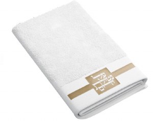Luxury Hand Towel Al Netilas Yadayim Monogram White Gold 12" x 20"