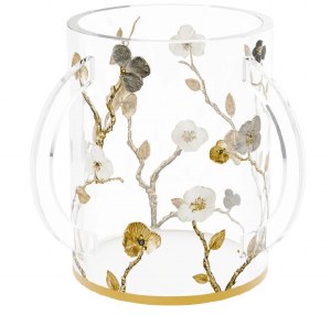Lucite Washing Cup Ornate Garden Design Gold 5.5"