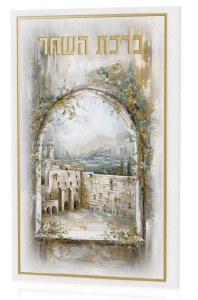 Faux Leather Birchas Hashachar Booklet Hebrew Golden Day Kosel Design Gold Accent 5" x 8"