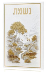 Faux Leather Nishmas Booklet Blossom Cascade Design Hebrew White Gold [Hardcover]