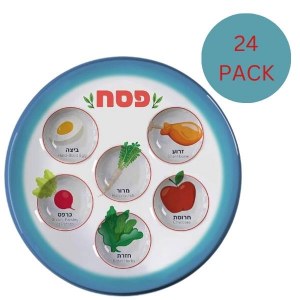 Disposable Seder Plate Bold Colored Design Blue 10.5" 24 Pack