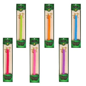 Wax Havdalah Candle Twisted Style Assorted Colors 12" 6 Pack
