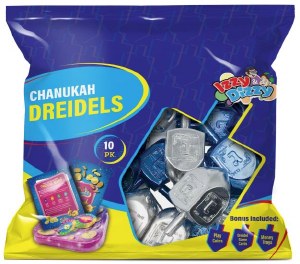 Plastic Metallic Dreidels Medium Size Blue and Silver 10 Pack