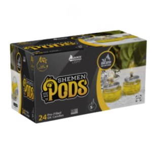 Prefilled 100% Olive Oil Shemen Pods Glass Cup Candles with Cotton Wick 5 Hour Burntime 24 Count