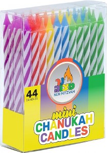 Mini Chanukah Candles Stripe Design Multicolor 44 Count Box