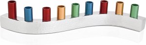 Aluminum Candle Menorah Tidal Chimes Design Silver