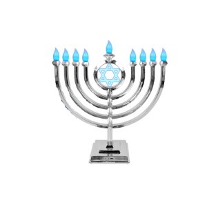 Electric LED Plastic Menorah Classic Design Silver