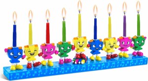 Resin Candle Menorah Hand Painted Dancing Menorahs Theme