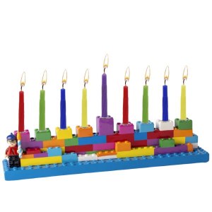 Resin Candle Menorah Hand Painted Bricks Theme
