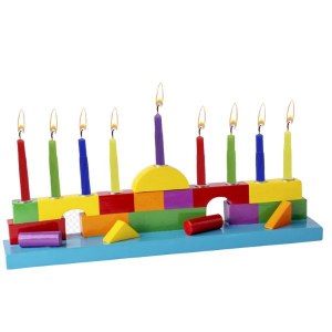 Resin Candle Menorah Hand Painted Shapes Theme