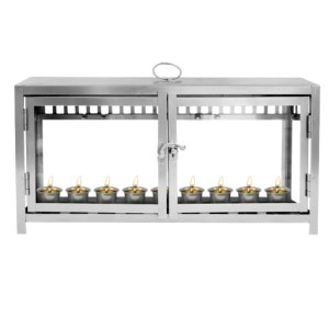 Menorah Glass Display Box with Oil Cups 13"