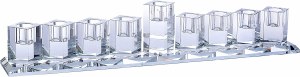 Crystal Menorah Strip Rectangle Shape Square Holders Diagonal Design