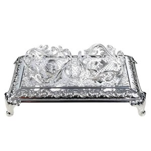 Silver Plated Raised Tealight Holder Intricate Design
