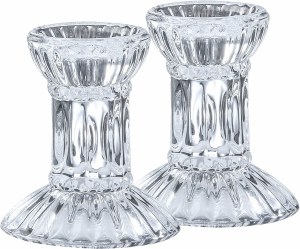 Crystal Candlesticks 3" Round Base with Fluted Design