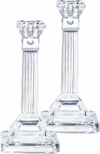 Crystal Candlesticks 8" Square Base with Fluted Design
