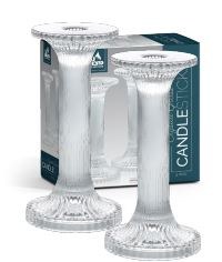 Glass Candlestick Set Pillar Design 7"