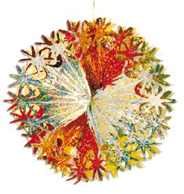 12" Section Gold and Silver Starburst Ball Foil Hanging Sukkah Decoration #11