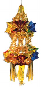 2 Tier Lantern Sukkah Decoration Blue and Gold 12"