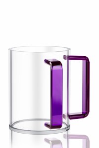 Round Lucite Wash Cup Colored Rectangle Handles Purple 5"