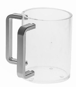 Lucite Wash Cup Round Cup Matte Silver Handles