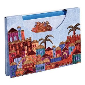 Yair Emanuel Notelets and Envelopes with Case Jerusalem Buildings Design Blue 10 Pack