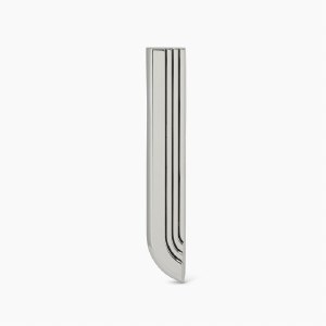 Silver Plated Mezuzah Case Engraved Lines Angled Rectangle Scalini Style Design Silver 12cm by Hazorfim