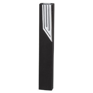 Aluminum Mezuzah Case Black Rectangle Silver Shin 15cm